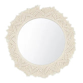 Espejo redondo de 37 cm con marco tejido en macramé estilo boho chic